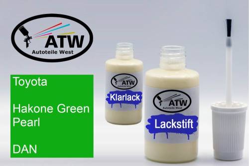 Toyota, Hakone Green Pearl, DAN: 20ml Lackstift + 20ml Klarlack - Set, von ATW Autoteile West.